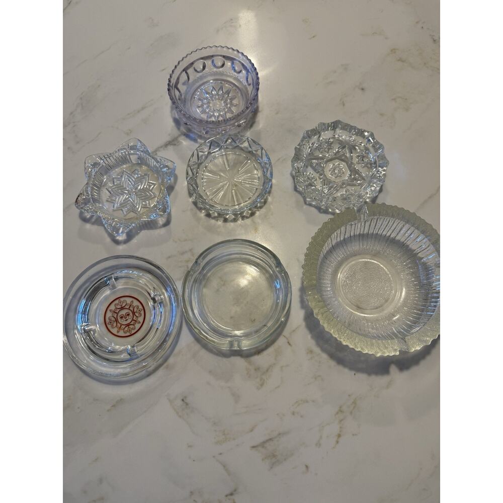 Vintage Clear Ashtray Lot of 7